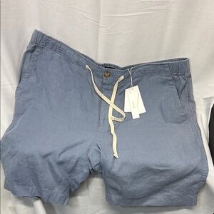 VINCE Brand story 100% Hemp blue button zip tie up pocket shorts size XL